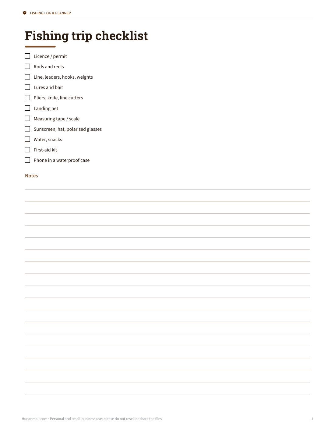 Preview of the first page of Tackle checklist
